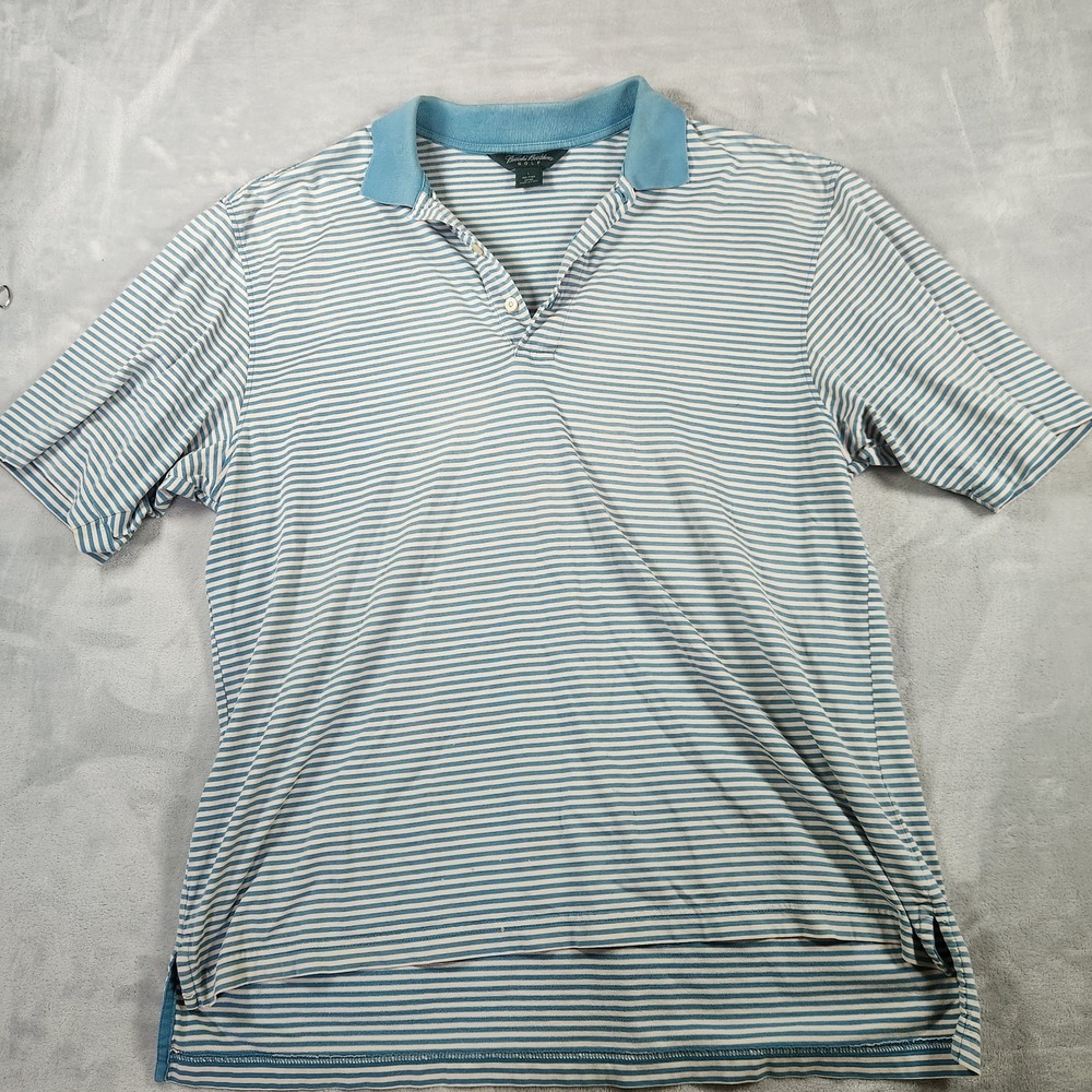 Brooks Brothers Golf Green Striped Men's Polo 100% Pima Cotton Large
